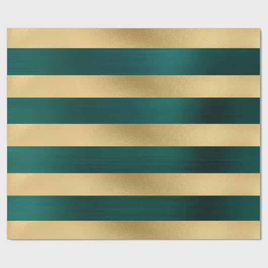 Moderne Kerst Blauwgroen Gouden Streep Patroon Cadeaupapier (Vlak)