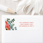 Moderne kerst bloemen bladeren adres etiket (Insitu)