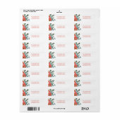 Moderne kerst bloemen bladeren adres etiket (Full Sheet)