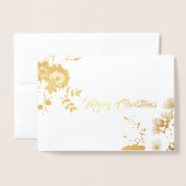 Moderne kerst bloemen bladeren foto folie kaarten (Voorkant met envelop)