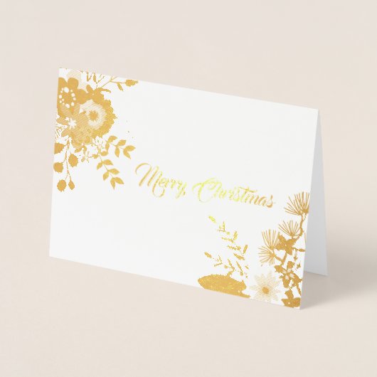 Moderne kerst bloemen bladeren foto folie kaarten (Voorkant)