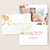 Moderne kerst bloemen bladeren foto folie kaarten (Display)