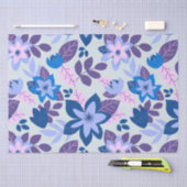 Moderne Kerst Bloemen Blauwe Vakantie Tissuepapier (Craft)