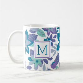 Moderne Kerst Bloemen Blauwgroen Paarse vakantie Koffiemok