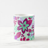 Moderne Kerst Bloemen Bourgondië Groene Vakantie Koffiemok (Center)