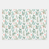 Moderne Kerst Bloemen Waterverf Patroon Inpakpapier Vel (Voorkant)