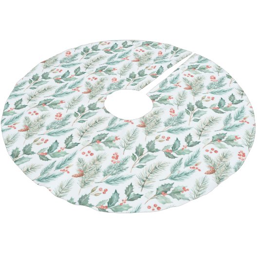 Moderne Kerst Bloemen Waterverf Patroon Kerstboom Rok (Gekanteld)