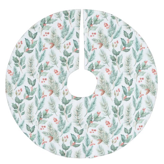 Moderne Kerst Bloemen Waterverf Patroon Kerstboom Rok (Voorkant)