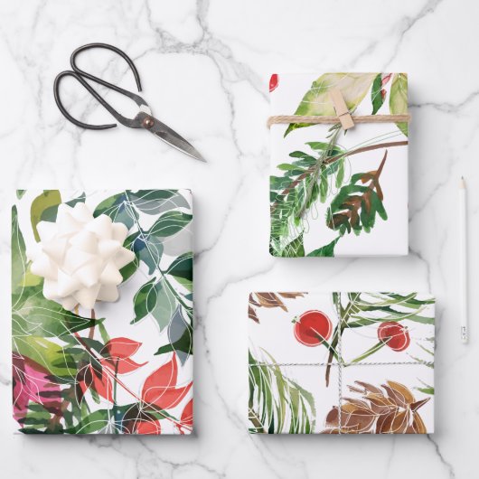 Moderne Kerst Bloemstukken Groen Inpakpapier Vel (Voorkant)