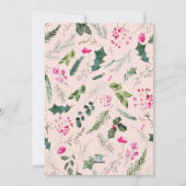 Moderne Kerst Blush Roze Groene Boog 1 Foto Feestdagenkaart (Achterkant)