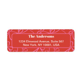 Moderne Kerst Bold Rood & Roze Lint Patroon Etiket