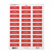 Moderne Kerst Bold Rood & Roze Lint Patroon Etiket (Full Sheet)