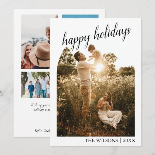 Moderne kerst boog familie foto vakantie kaart (Voorkant / Achterkant)