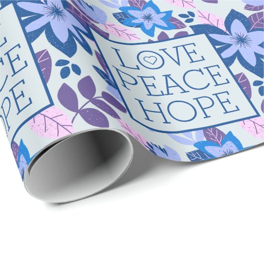Moderne kerst Botanical Love Peace Hope Cadeaupapier (Rol Hoek)