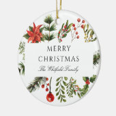 Moderne kerst botanische groen familie keramisch ornament (Links)