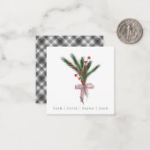 Moderne Kerst Botanische Groene Beplanting Notitiekaartje (Voorkant / Achterkant in situ)