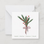 Moderne Kerst Botanische Groenelementen Notitiekaartje (Voorkant)