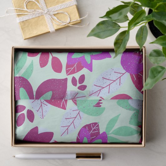 Moderne kerst Bourgondië Mint Bloemenvakantie Tissuepapier (Geschenk)