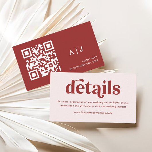 Moderne kerst bruiloft details informatiekaartje