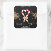 Moderne Kerst Candy Cane Gouden Glitter Kaars Vierkante Sticker (Tas)