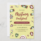 Moderne kerst Candyland Party uitnodiging (Voorkant)