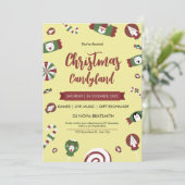 Moderne kerst Candyland Party uitnodiging (Staand voorkant)