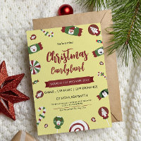 Moderne kerst Candyland Party uitnodiging