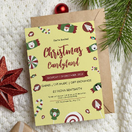 Moderne kerst Candyland Party uitnodiging