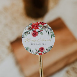 Moderne Kerst Classic Ronde Envelopzegel Sticker