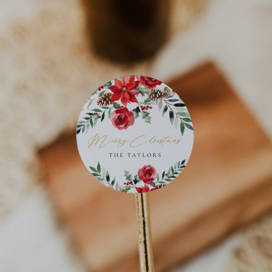 Moderne Kerst Classic Ronde Envelopzegel Sticker