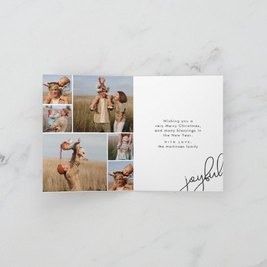 Moderne kerst collage eenvoudige vreugde foto feestdagen kaart (Binnen)