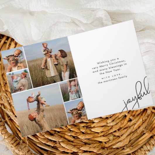 Moderne kerst collage eenvoudige vreugde foto feestdagen kaart