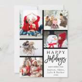 Moderne Kerst collage met 5 foto's Feestdagenkaart (Voorkant)