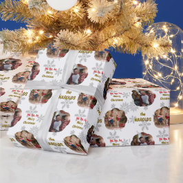 Moderne Kerst Custom Family Foto Cadeaupapier
