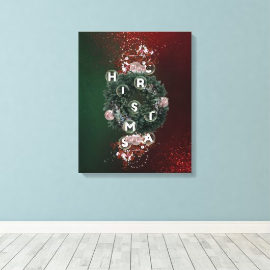 Moderne Kerst Decor Letters Canvas Muurkunst (Insitu (Houten vloer))