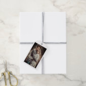 Moderne Kerst Donker Dusky Paar Foto Cadeaulabel (Met Touw)