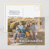 Moderne Kerst Eenvoudige Familiefoto Achternaam Feestdagenkaart (Voorkant / Achterkant)