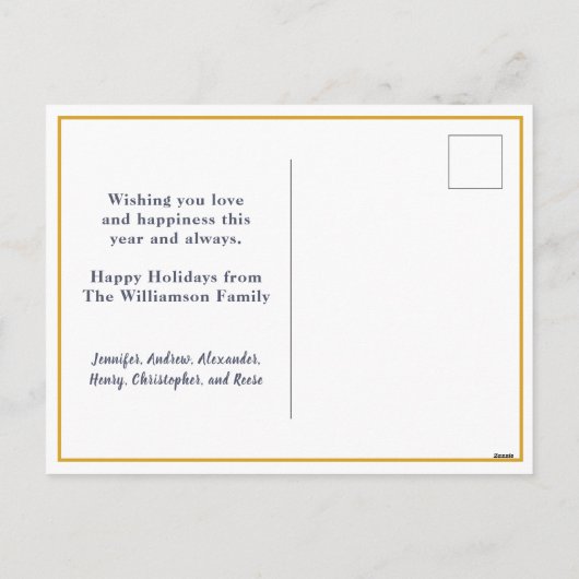 Moderne Kerst Eenvoudige Familiefoto Achternaam Feestdagenkaart (Achterkant)