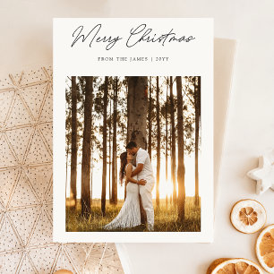 Moderne kerst   Elegante Boho Eenvoudige foto Feestdagenkaart