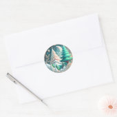 Moderne Kerst Elegante Bomen Illustratie Ronde Sticker (Envelop)