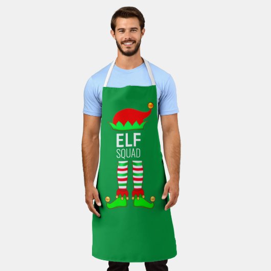 Moderne Kerst Elf Squad op groen Schort (Gedragen)