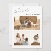 Moderne kerst en heldere kerstfamilie twee foto's feestdagenkaart (Voorkant)