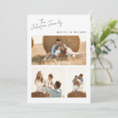 Moderne kerst en heldere kerstfamilie twee foto's feestdagenkaart (Staand voorkant)