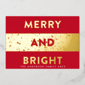 Moderne kerst en helderheid folie feestdagenkaart (Voorkant)