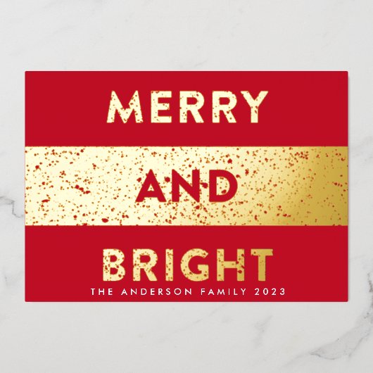 Moderne kerst en helderheid folie feestdagenkaart (Voorkant)