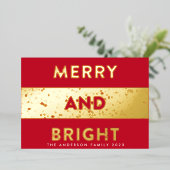 Moderne kerst en helderheid folie feestdagenkaart (Staand Voorkant)