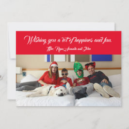 Moderne Kerst Familie Foto Vakantie Rood Feestdagenkaart