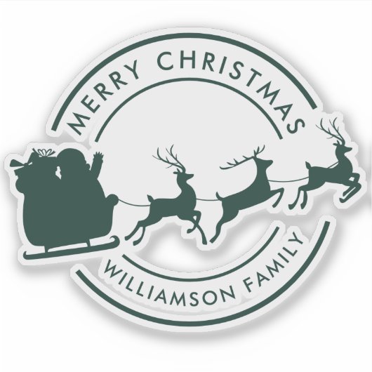 Moderne Kerst Familienaam Custom Sticker (Voorkant)