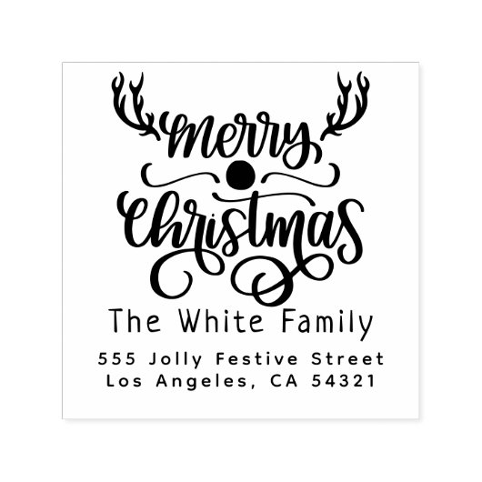 Moderne kerst familienaam retouradres  zelfinktende stempel (Design)