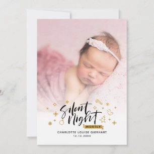 Moderne Kerst Feestdagen Baby Geboortefoto Aankondiging
